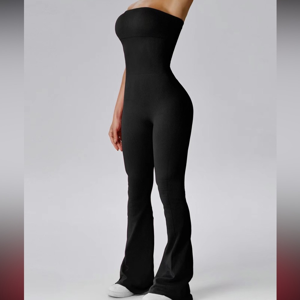 Black Ribbed Jumpsuit